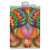 ワックス布付きアフリカ伝統的人女性 フラスク (裏面)