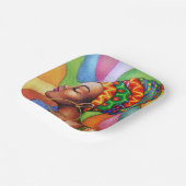 ワックス布付きアフリカ伝統的人女性 ペーパープレート (傾斜あり)