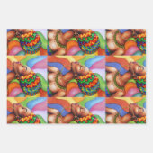 ワックス布付きアフリカ伝統的人女性 ラッピングペーパーシート (正面2)