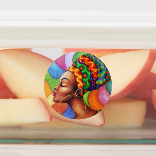 ワックス布付きアフリカ伝統的人女性 ラベル (貼付)