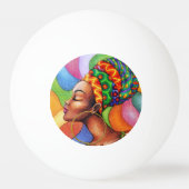 ワックス布付きアフリカ伝統的人女性 卓球ボール (正面)