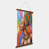 ワックス布付きアフリカ伝統的人女性 吊り下げ型タペストリー (傾斜あり)