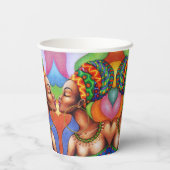 ワックス布付きアフリカ伝統的人女性 紙コップ (裏面)