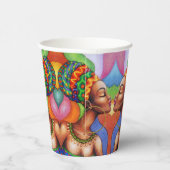 ワックス布付きアフリカ伝統的人女性 紙コップ (右)