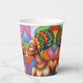 ワックス布付きアフリカ伝統的人女性 紙コップ (正面)