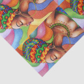 ワックス布付きアフリカ伝統的人女性 薄葉紙 (詳細)