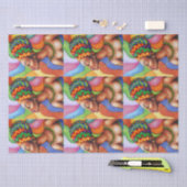 ワックス布付きアフリカ伝統的人女性 薄葉紙 (クラフト)