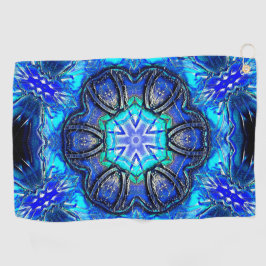 ワックス状の万華鏡のように千変万化するパターンのシアンと非常に青絵を描い ゴルフタオル