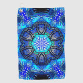 ワックス状の万華鏡のように千変万化するパターンのシアンと非常に青絵を描い ゴルフタオル (正面)