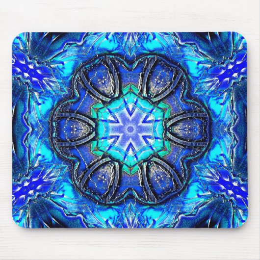 ワックス状の万華鏡のように千変万化するパターンのシアンと非常に青絵を描い マウスパッド (正面)