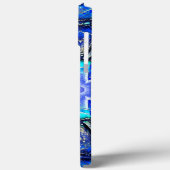 ワックス状の万華鏡のように千変万化するパターンのシアンと非常に青絵を描い Case-Mate iPhoneケース (裏面 / 左)