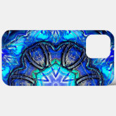 ワックス状の万華鏡のように千変万化するパターンのシアンと非常に青絵を描い Case-Mate iPhoneケース (裏面 (横))