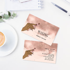 ワックス赤面ピンクの女性ハンドワックス技術者のバス 名刺