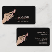 ワックス赤面ピンクの女性ハンドワックス技術者のバス 名刺 (正面/裏面)