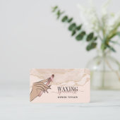 ワックス赤面ピンクの女性ハンドワックス技術者のバス 名刺 (スタンド正面)