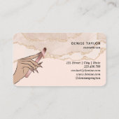 ワックス赤面ピンクの女性ハンドワックス技術者のバス 名刺 (裏面)