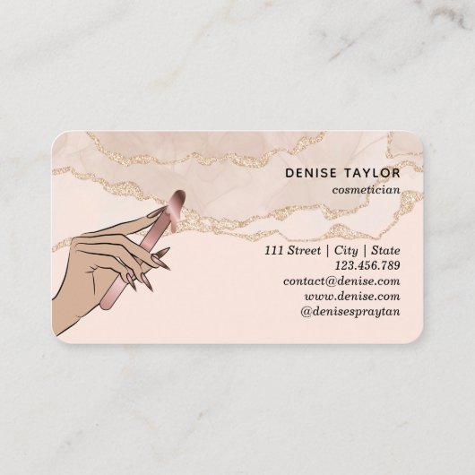 ワックス赤面ピンクの女性ハンドワックス技術者のバス 名刺 (裏面)