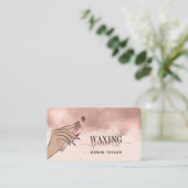 ワックス赤面ピンクの女性ハンドワックス技術者のバス 名刺 (スタンド正面)