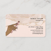 ワックス赤面ピンクの女性ハンドワックス技術者 名刺 (裏面)