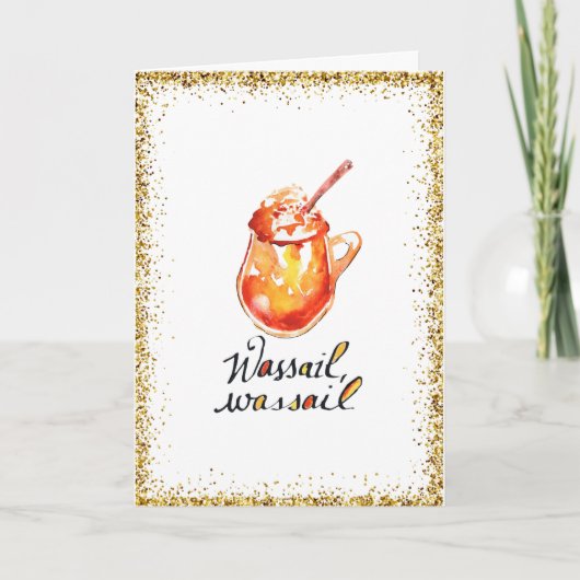 ワッサイルのレシピ 手描きの伝統的なデザイン カード (正面)