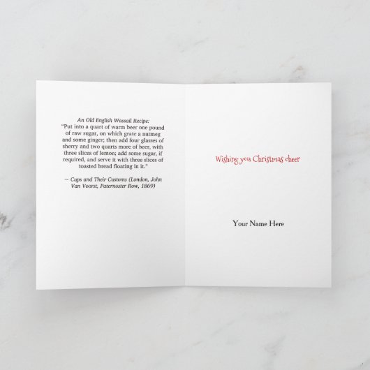 ワッサイルのレシピ 手描きの伝統的なデザイン カード (内部)