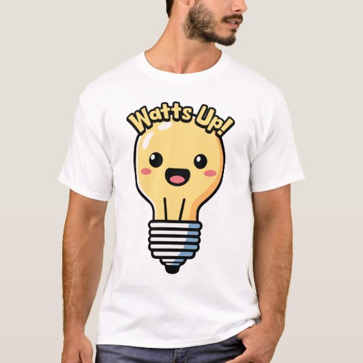 ワットアップ！かわいい電球の漫画 Tシャツ (正面)
