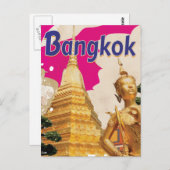 ワットプラケオバンコクヴィンテージ旅行ポスター ポストカード (正面/裏面)