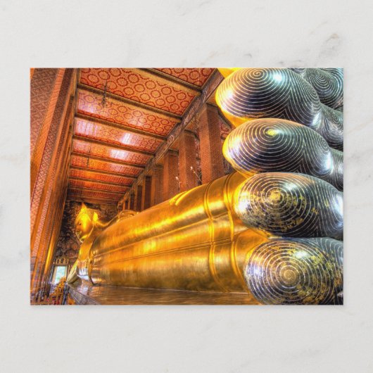 ワット・ポー寺院内の巨大な涅槃仏像、 ポストカード (正面)