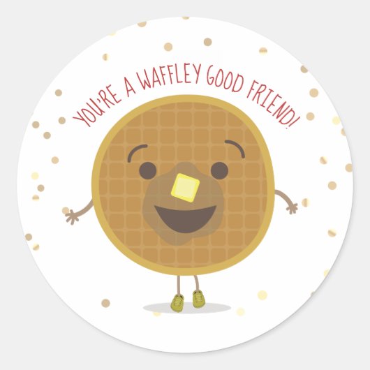 ワッフリーグッドフレンドワッフルバレンタインキッズ ラウンドシール (正面)