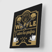 ワッフルが大好き スクエア壁時計 (傾斜)