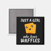 ワッフルが好きな女の子の服 コーディネート プレゼント マグネット (正面/裏面)