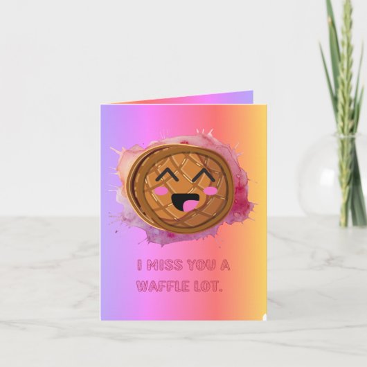 ワッフルとっても恋しいよ 面白い食べ物パン カード (正面)