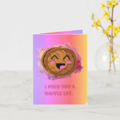 ワッフルとっても恋しいよ 面白い食べ物パン カード (黄色い花)