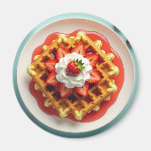 ワッフルとイチゴとホイップクリーム マグネット (正面)