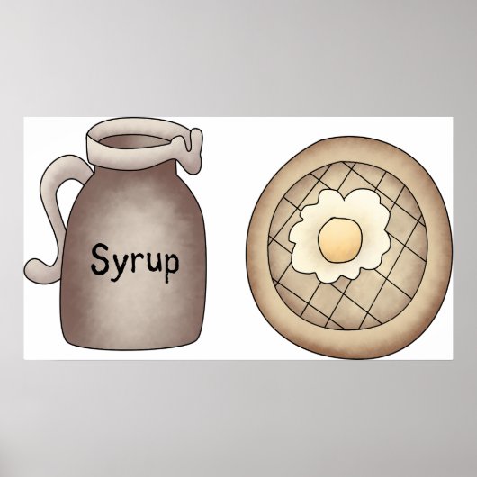 ワッフルとメープルシロップ食品ポスター ポスター (正面)