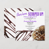 ワッフルにチョコレートアイススクープ ブライダルシャワー 招待状 (正面/裏面)