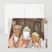 ワッフルに入ったイタリアンスタイルのジェラート ポストカード (正面/裏面)