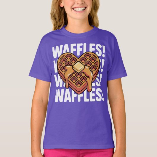 ワッフルのハート　朝食好きな人へ Tシャツ (正面)