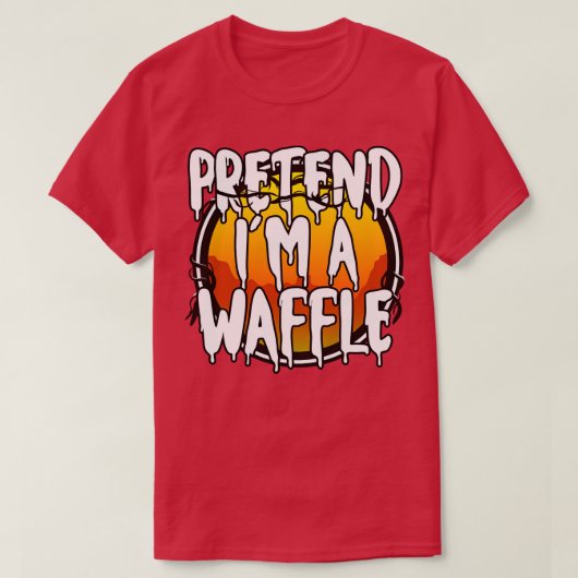 ワッフルの怠惰なハロウィンおもしろいの衣装を装うL Tシャツ (デザイン正面)