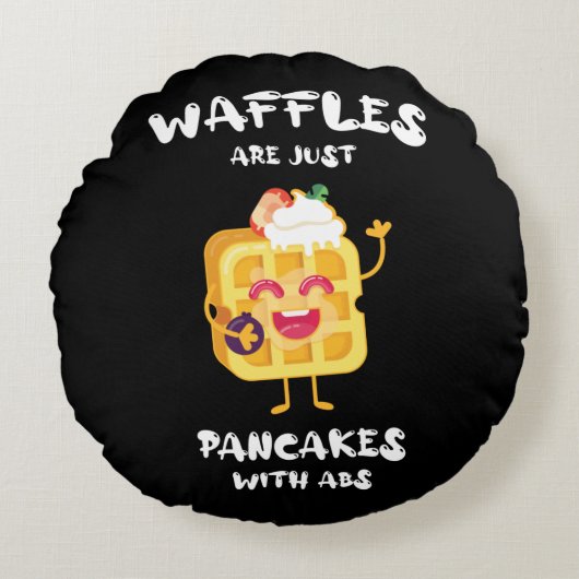 ワッフルは腹筋付きのパンケーキのよう ラウンドクッション (正面)