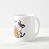 ワッフルを持つ牛 コーヒーマグカップ (正面右)