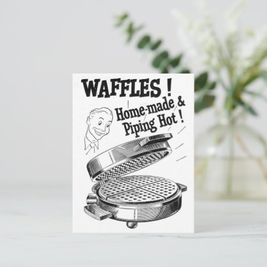 ワッフルアイアン広告ヴィンテージとイラストレーション ポストカード (スタンド正面)