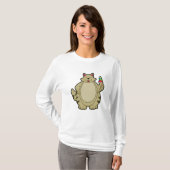 ワッフルアイスクリームつき猫 Tシャツ (正面フル)