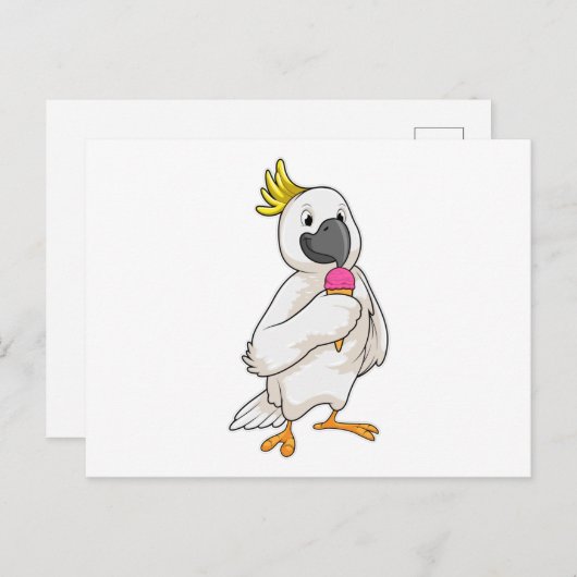 ワッフルアイスクリームのいるインコ ポストカード (正面/裏面)