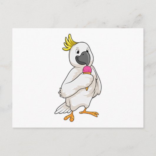 ワッフルアイスクリームのいるインコ ポストカード (正面)