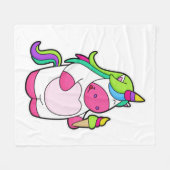 ワッフルアイスクリームのユニコーン フリースブランケット (正面(横))