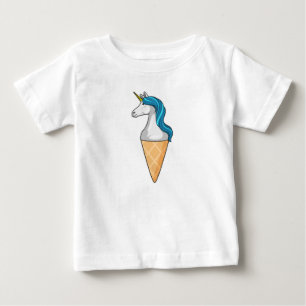 ワッフルアイスクリームのユニコーン ベビーTシャツ