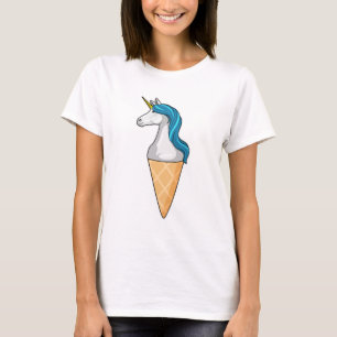 ワッフルアイスクリームのユニコーン Tシャツ