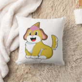 ワッフルアイスクリームを付けた犬 クッション (ブランケット)