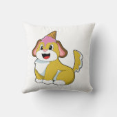 ワッフルアイスクリームを付けた犬 クッション (裏面)